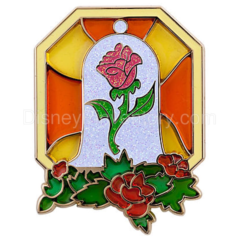 Stained Glass Beauty and the Beast Pin Set - Enchanted Rose - Pin 8832
