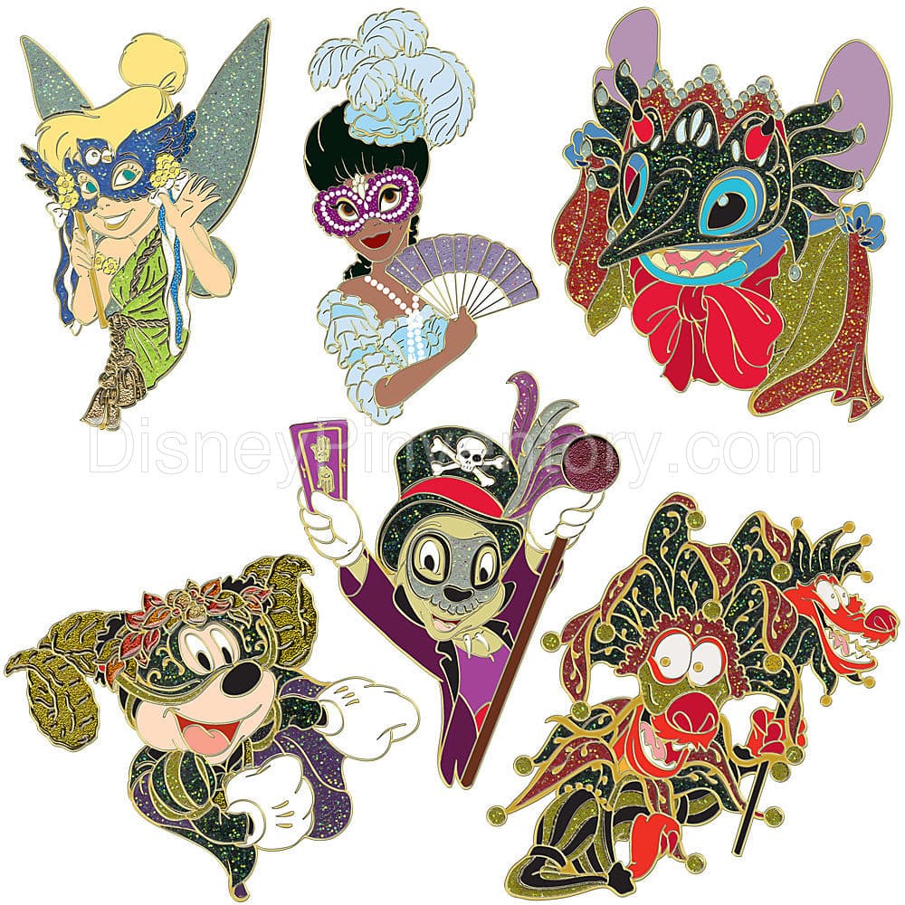 New Orleans Halloween Masquerade Pin Set -- 6-Pc. - Pin 8950