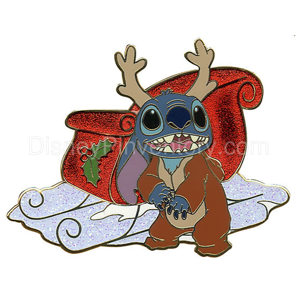 Christmas Stitch Pin Set -  Stitch as Reindeer With Sleigh Pin - Pin 9124