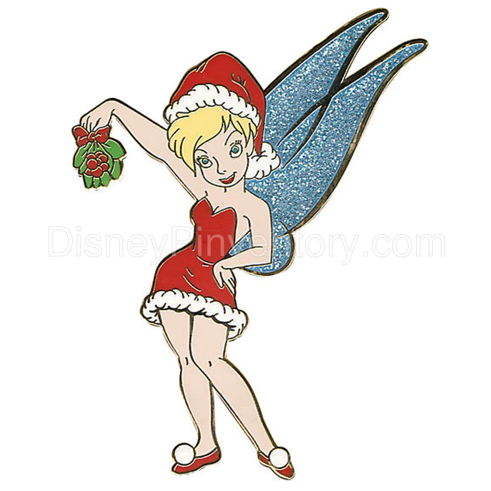 Christmas Tinker Bell Pin Set - Tinker Bell Holding Mistletoe Pin - Pin 9128