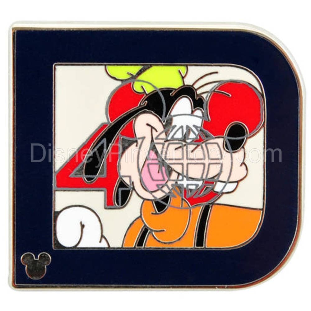 2011 Hidden Mickey Series - Wave A - Classic 'D' Collection - Goofy - Pin 9301
