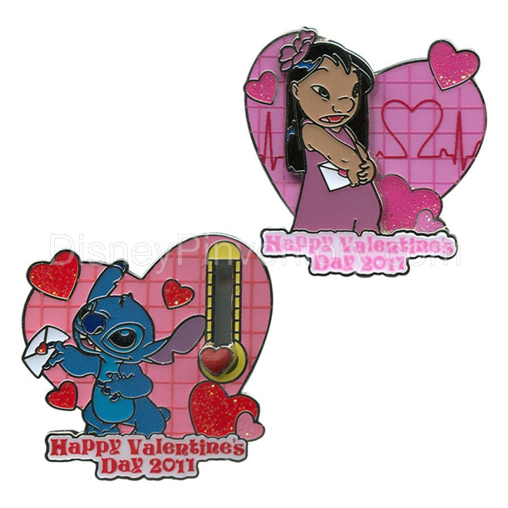 2011 Valentine's Day Lilo and Stitch Pin Set -- 2-Pc. - Pin 9338