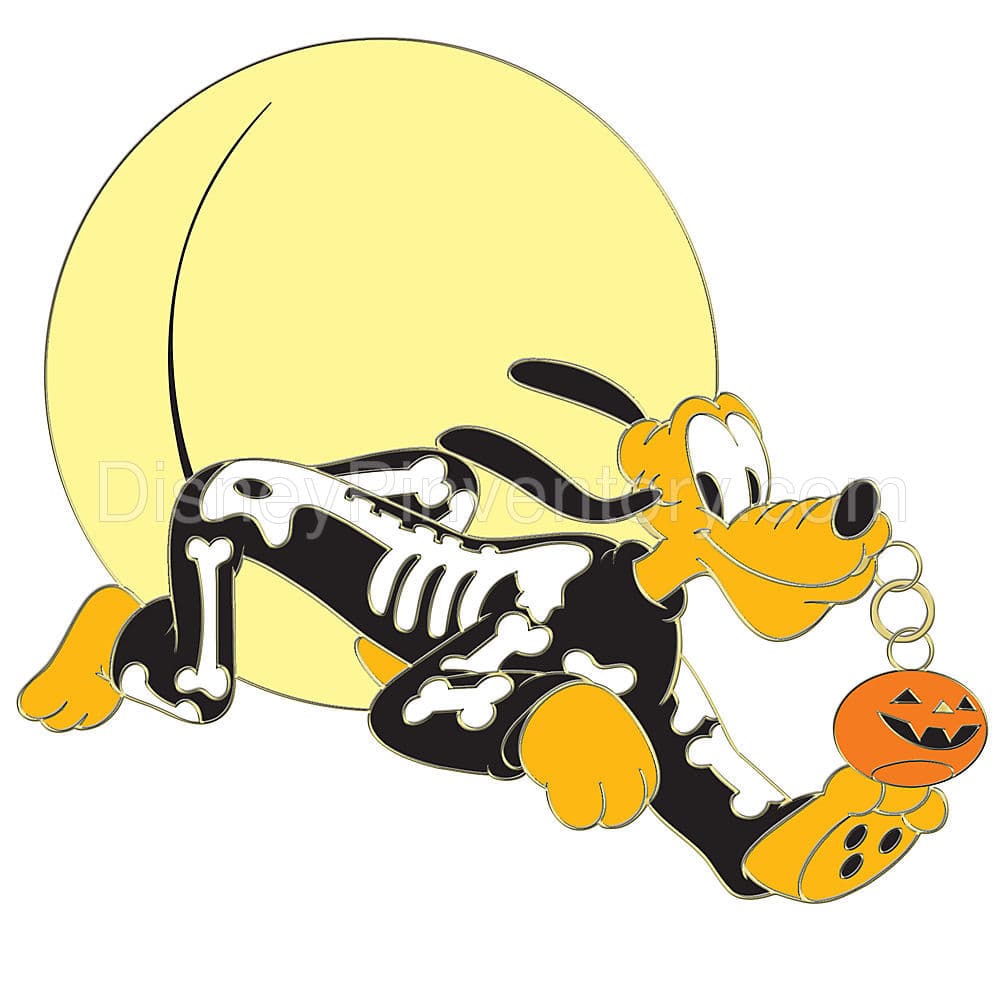 Glow In The Dark Halloween Skeleton Pluto Pin - Pin 9854
