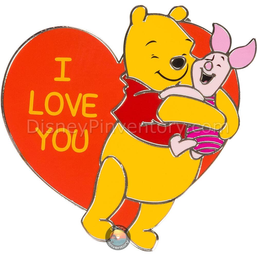 Disneyland Winnie The Pooh And Piglet "I Love You" Message Pin - Pin 43444