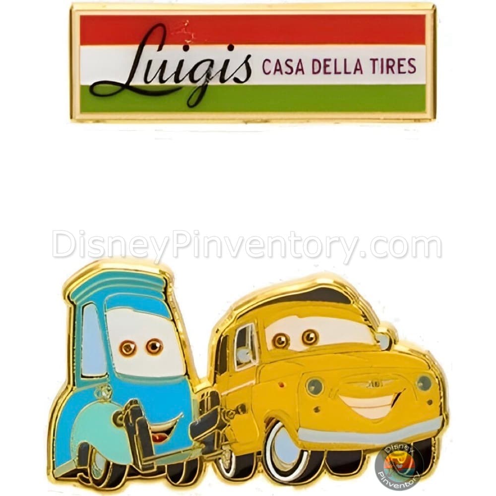 Loungefly Disney Pixar Cars Signs Blind Box Pin Set - Guido with Luigi & Luigi's Casa Della Tires Sign Set - BoxLunch Exclusive - Pin 45408