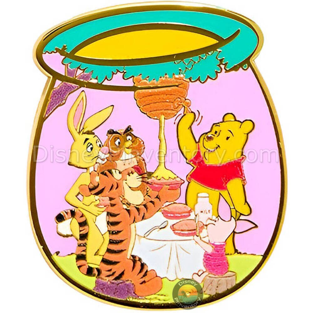 Disney Winnie the Pooh Character Honey Pot Blind Box Pin Set - Rabbit, Owl, Pooh, Tigger & Piglet Having a Snack - BoxLunch Exclusive - Pin 51125