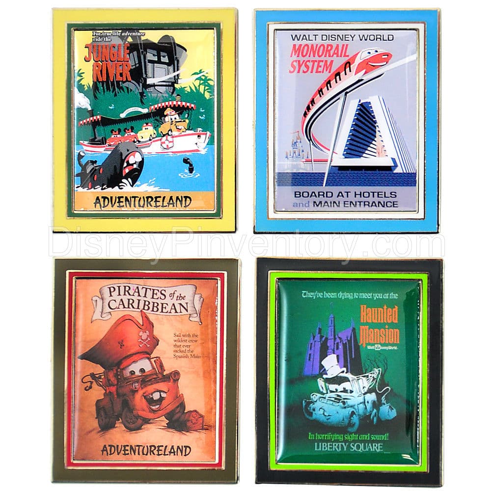 2011 Walt Disney World Cars 2 Vintage Poster Pin Set - (4-pc) - Pin 9350