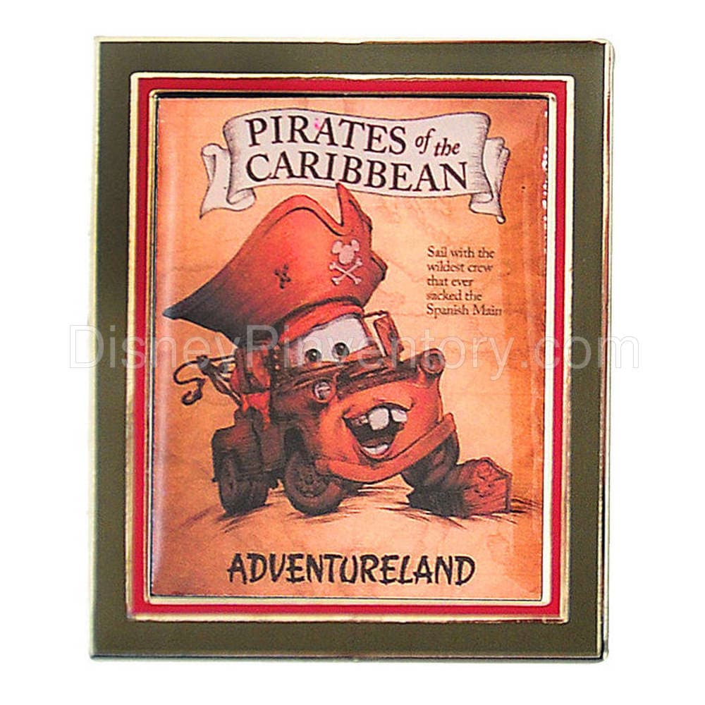 2011 Walt Disney World Cars 2 Vintage Poster Pin Set - (4-pc) - Mater / Pirates of the Caribbean Pin - Pin 9351